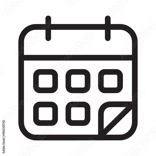A simple black and white line drawing of a calendar with marked date