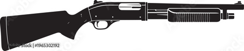 Rifle, gun, shotgun, weapon, black silhouette, vector illustration, hunting, firearm