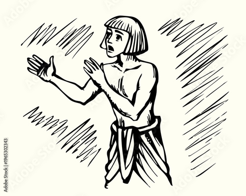 Vector drawing. Fear of the dark