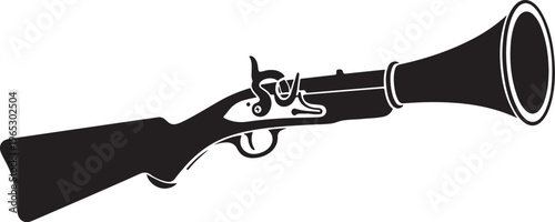 Rifle, gun, shotgun, weapon, black silhouette, vector illustration, hunting, firearm