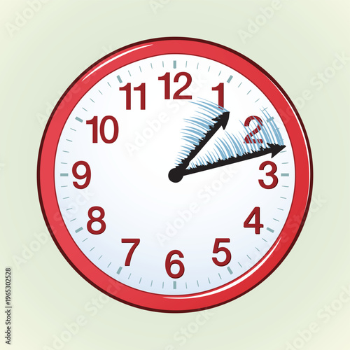 Vector drawing. The hands of a clock flutter in the wind.