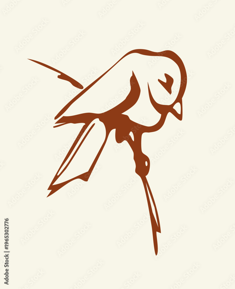 Obraz premium Vector drawing. Tit on white sky backdrop.