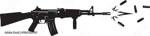 Rifle, gun, shotgun, weapon, black silhouette, vector illustration, hunting, firearm