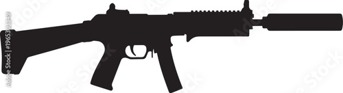 Rifle, gun, shotgun, weapon, black silhouette, vector illustration, hunting, firearm