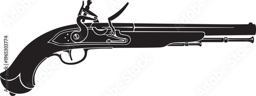Rifle, gun, shotgun, weapon, black silhouette, vector illustration, hunting, firearm
