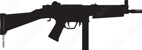Rifle silhouette, black assault gun, firearm icon, vector weapon