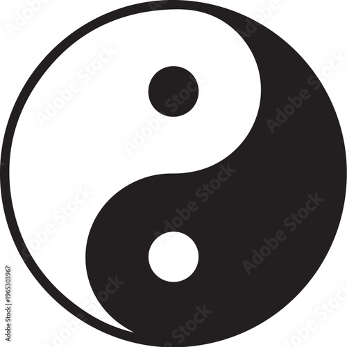 Yin Yang symbol, black and white icon, ancient chinese philosophy, balance emblem