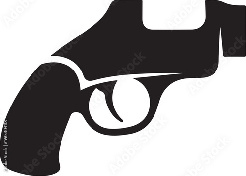 Revolver, Handgun, Gun Icon, Black Silhouette, Vector Graphic