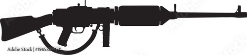 Rifle silhouette, black gun, assault weapon, vector illustration