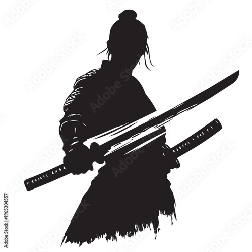 silhouette of a man with sword