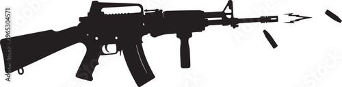 Rifle, assault rifle, gun, black silhouette, weapon, vector illustration