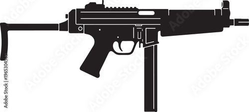 Black rifle, assault rifle, machine gun, firearm, vector illustration