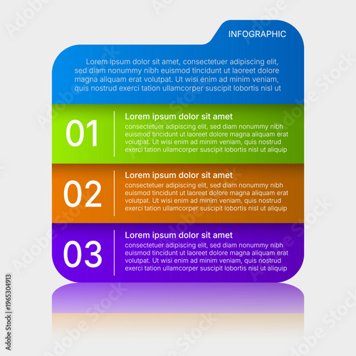 Colorful vertical infographic template with three steps and modern layout