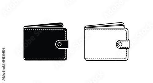 Black and white wallet illustration Vector