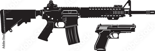 Black rifle, handgun vector icons, gun illustrations, firearm silhouettes