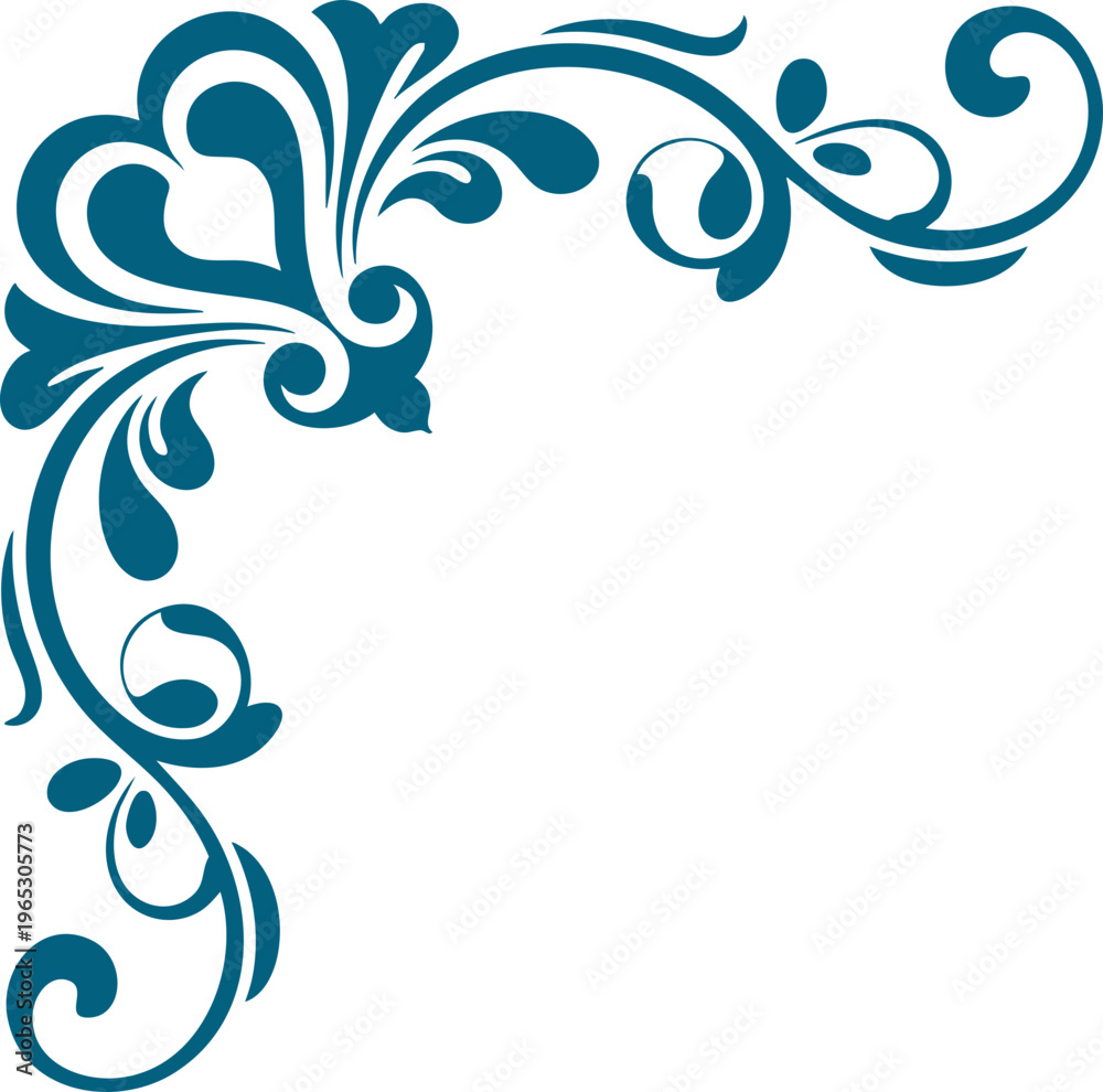 Fototapeta premium Romantic Heart Floral Corner – Decorative Border Element
