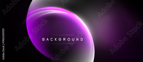 Abstract purple layers create glowing oval shape. Text BACKGROUND centered within design. Dark backdrop emphasizes luminosity.