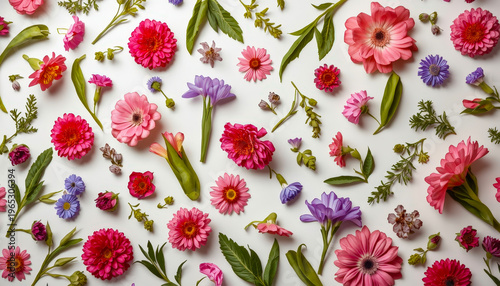 Floral multicolored pattern on a white background