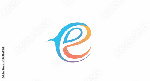 Stylized letter 'e' with a vibrant gradient of blue, orange, and purple
