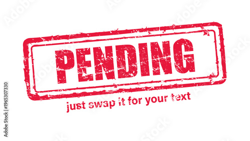 pending red rubber stamp vector with distressed ink texture and clean frame, built for packaging, shipping labels, office paperwork, certification workflows, and commercial branding use.