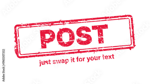post red rubber stamp vector with distressed ink texture and clean frame, built for packaging, shipping labels, office paperwork, certification workflows, and commercial branding use.