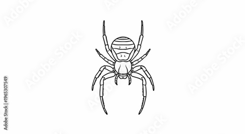 Stylized line drawing of a spider with striped abdomen and eight legs