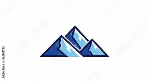 Stylized geometric mountain peaks with snow accents