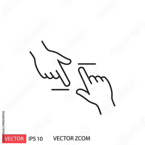 Digital Pinch Zoom Gesture Icon: Two Fingers Pinching and Zooming on a Screen