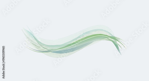 Abstract brush strokes create a flowing wave shape in cool, natural tones