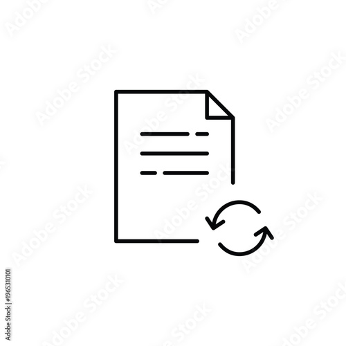 Document update, file refresh. Text file and renew arrows. Pixel perfect, editable stroke vector icon
