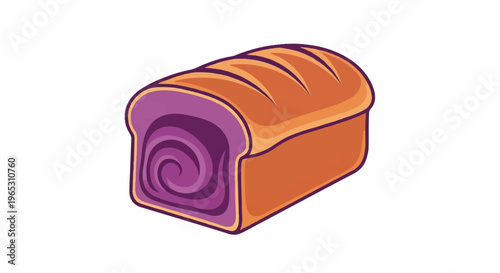 Cartoon loaf of bread with a purple swirled interior