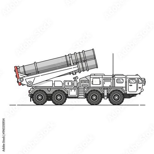Military Missile Launcher Truck - Vector Illustration