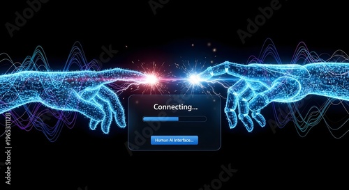Futuristic digital human silhouette with processing interface, medical AI data visualization, biometric scanning and health optimization concept