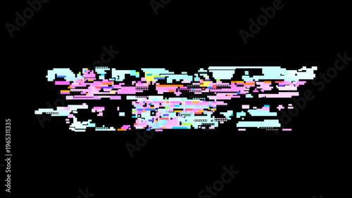 Futuristic glitch vector showing digital transformation, pixel art mood and red pink highlights for modern tech design. Ideal for tech branding, UI, and sci-fi graphics.