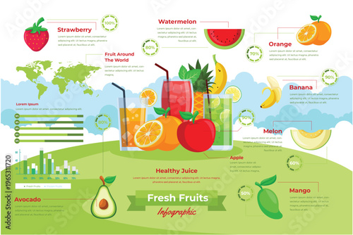 Healthy Fresh Fruit Juice Illustration
