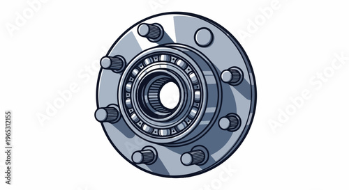 Metal wheel hub assembly with bearing and lug bolts