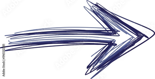 Hand-drawn arrow pointing right, rendered in varying shades of blue