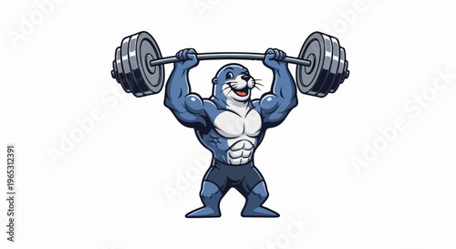 Muscular seal lifting a heavy barbell above its head