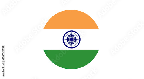 Indian Flag Circle Emblem, National Symbol, Tricolor Saffron White Green Ashoka Chakra
