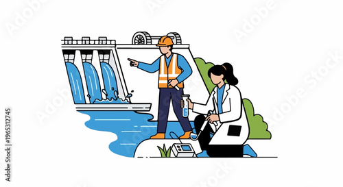 Scientists monitor water flow and quality at a dam