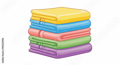 Stack of five colorful, neatly folded towels