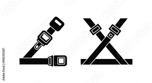Two black seatbelt buckle icons displayed in a simple silhouette