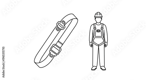 Safety harness and worker illustration in a distinctive black silhouette