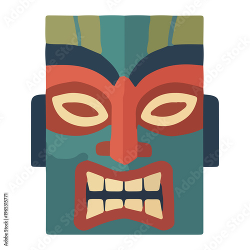 Angry Tiki Mask Illustration