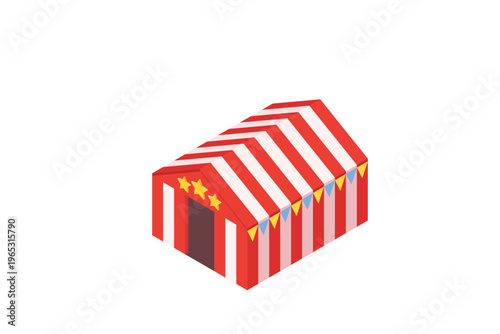 Isometric Striped Circus Market Tent