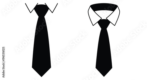 Two black neckties with differing collars displayed in stark silhouette