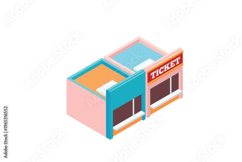 Isometric Ticket Booth Kiosk