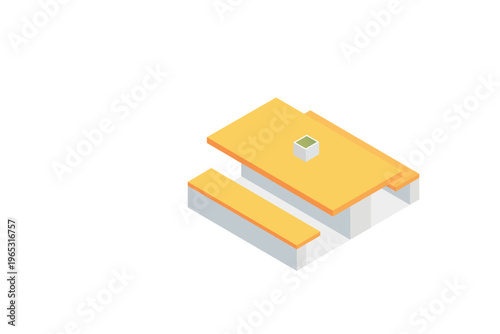 Isometric Picnic Table With Benches