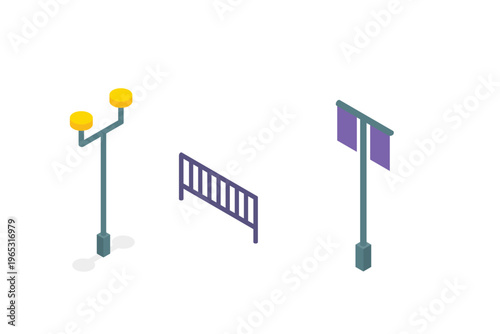 Isometric Streetlights Lamp Posts