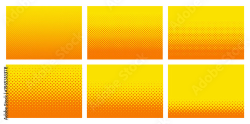 ハーフトーンドット暖色グラデーション素材セット